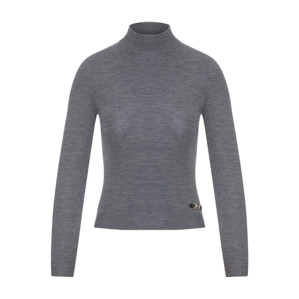 Gucci Women Fine Ribbed Wool Top With Clamp